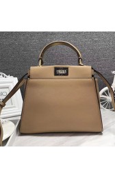 Fendi Peekaboo Tote Bag Beige Original Leather F280503 VS00504