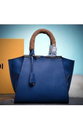 Fendi Petite 3Jours Tote Bag Calfskin Leather 8BH279 Blue VS08195