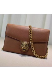 Gucci Animalier Leather Chain Purse Brown 414984 VS01363