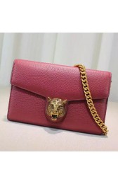 Gucci Animalier Leather Chain Purse Burgundy 414984 VS09089
