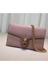 Gucci Animalier Leather Chain Purse Pink 414984 VS06827