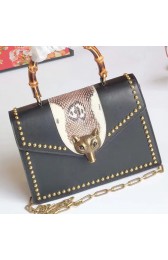 Gucci Animalier Leather Top Handle Bag Black 450628 VS00810