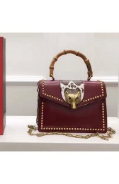 Gucci Animalier Leather Top Handle Bag Burgundy 450628 VS01212