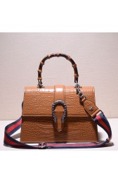 Gucci Bamboo Croco Leather Top Handle Bag 409828 VS09844