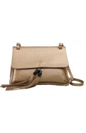 Gucci Bamboo Daily Leather Flap Shoulder Bag 370826 Gold VS06809