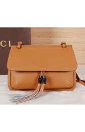 Gucci Bamboo Daily Leather Flap Shoulder Bags 370815 Wheat VS04839