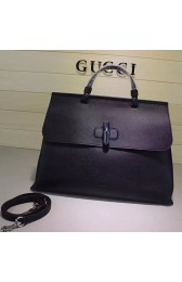Gucci Bamboo Daily Leather Top Handle Bag Black 370830 VS01783