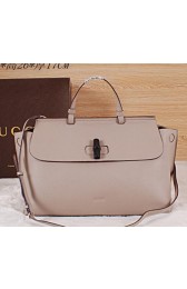 Gucci Bamboo Daily Leather Top Handle Bags 370830 Grey VS08802