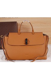 Gucci Bamboo Daily Leather Top Handle Bags 370830 Wheat VS05685