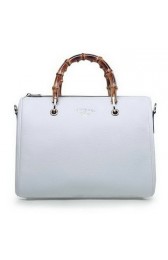 Gucci Bamboo Shopper Original Leather Boston Bag 353124 White VS07151