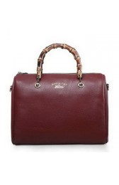 Gucci Bamboo Shopper Original Leather Boston Bag 353124 Wine VS09369