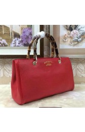 Gucci Bamboo Tote Bag Grainy Calf Leather 323660 Red VS06900