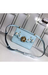 Gucci Bow Pearl Studs Shoulder Bag Blue 496325 VS08177