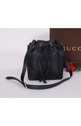 Gucci Bright Diamante Leather Bucket Bag 354228 Black VS07123