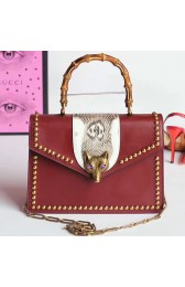 Gucci Broche Glossy Leather Top Handle Bag Burgundy 466434 VS09631