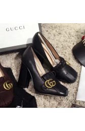 Gucci Calf Leather Fringe Pump Black 408206 VS05331