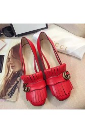 Gucci Calf Leather Mid-heel Pump Red 461947 VS01451