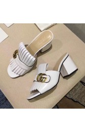 Gucci Calf Leather Mid-heel Slide White 453495 VS09452