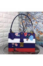 Gucci Cat Lock Leather Top Handle Bag 421998 Blue&White VS08966