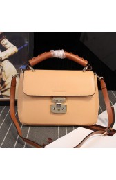 Gucci Clafskin Leather Top Shoulder Bag 387652 Apricot VS06913