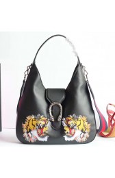 Gucci Dionysus Embroidered Large Leather Hobo Bag Black 447098 VS08527