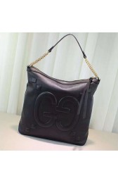 Gucci Embossed GG Leather Hobo Bag Black 453562 VS08789