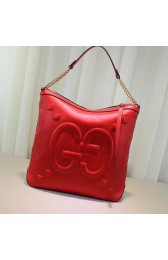 Gucci Embossed GG Leather Hobo Bag Red 453562 VS05369