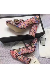 Gucci Flower Leather Fringe Pump Pink 408206 VS06601