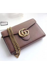 Gucci GG Marmont Leather Mini Chain Bag Brown 401232 VS04046