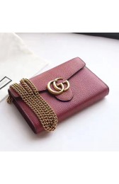 Gucci GG Marmont Leather Mini Chain Bag Burgundy 401232 VS00029
