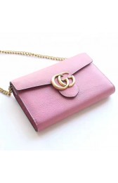 Gucci GG Marmont Leather Mini Chain Bag Pink 401232 VS07380