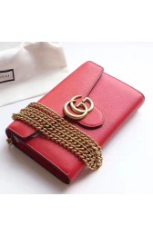 Gucci GG Marmont Leather Mini Chain Bag Red 401232 VS03821