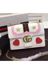Gucci GG Marmont Leather Shoulder Bag 40787 White VS07413