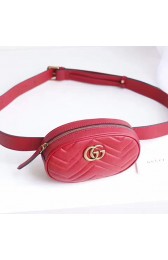 Gucci GG Marmont Matelasse Leather Belt Bag Red 476434 VS03091