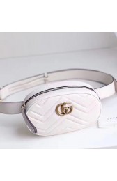 Gucci GG Marmont Matelasse Leather Belt Bag White 476434 VS06629