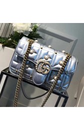 Gucci GG Marmont Matelasse Shoulder Bag Silver 443497 VS05530
