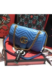 Gucci GG Marmont Matelasse Shoulder Bag SkyBlue 443497 VS06220