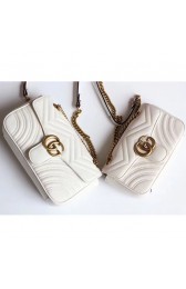 Gucci GG Marmont Matelasse Shoulder Bag White 443497 VS04835