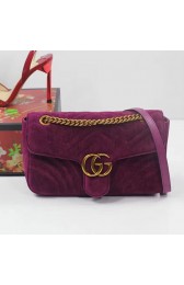 Gucci GG Marmont Velvet Shoulder Bag Purple 443497 VS04319