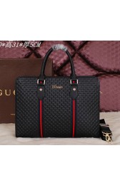 Gucci Guccissima Leather Business Briefcase G283 Black VS08634