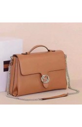 Gucci Interlocking Leather Shoulder Bag 387605 Brown VS07863