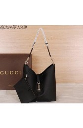Gucci Jackie Grainy Leather Hobo Bag G3525 Black VS08613