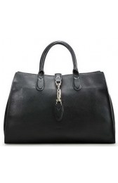 Gucci Jackie Soft Leather Top Handle Bag 362970 Black VS07358