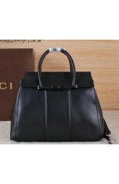 Gucci Lady Bamboo Leather Top Handle Bag 370826 Black VS00059