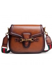 Gucci Lady Web Calfskin Leather Shoulder Bags 383848 Brown VS01090