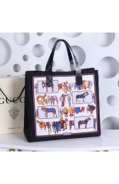 Gucci Large Horse Frame Print Tote Bag 387098 Black VS06776