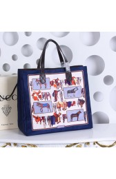 Gucci Large Horse Frame Print Tote Bag 387098 Blue VS01174