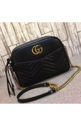 Gucci Matelasse Chevron Leather Shoulder Bag Black 443499 VS06341