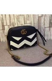 Gucci Matelasse Chevron Leather Shoulder Bag Black and White 443499 VS06020
