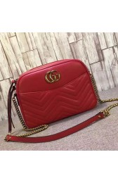 Gucci Matelasse Chevron Leather Shoulder Bag Red 443499 VS00791